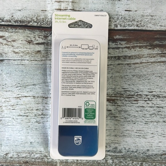 Philips Blue Streaming Internet Cable. Size ( 3ft. / 0.9m ) Cat 6 Network - Picture 3 of 5